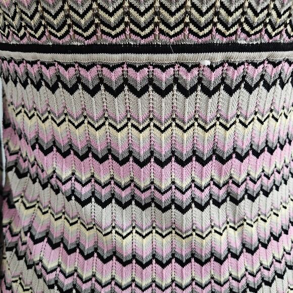Nick & Mo Cardigan Women's Black and Pink Chevron Sweater Medium Retro Zig Zag - Picture 9 of 15